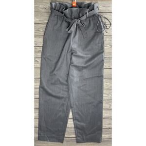 Digawel Womens Pants Gray Trouser 2 Waist Tie Paperbag Waist Tie Career Tapered